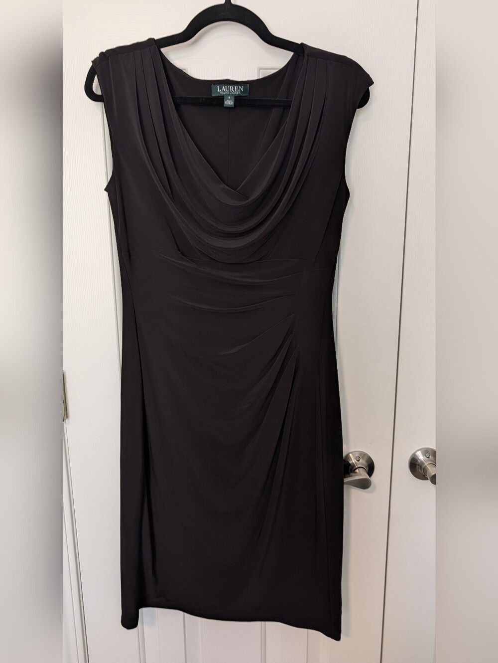 Ralph Lauren Black Backless Cowl Neck Dress
